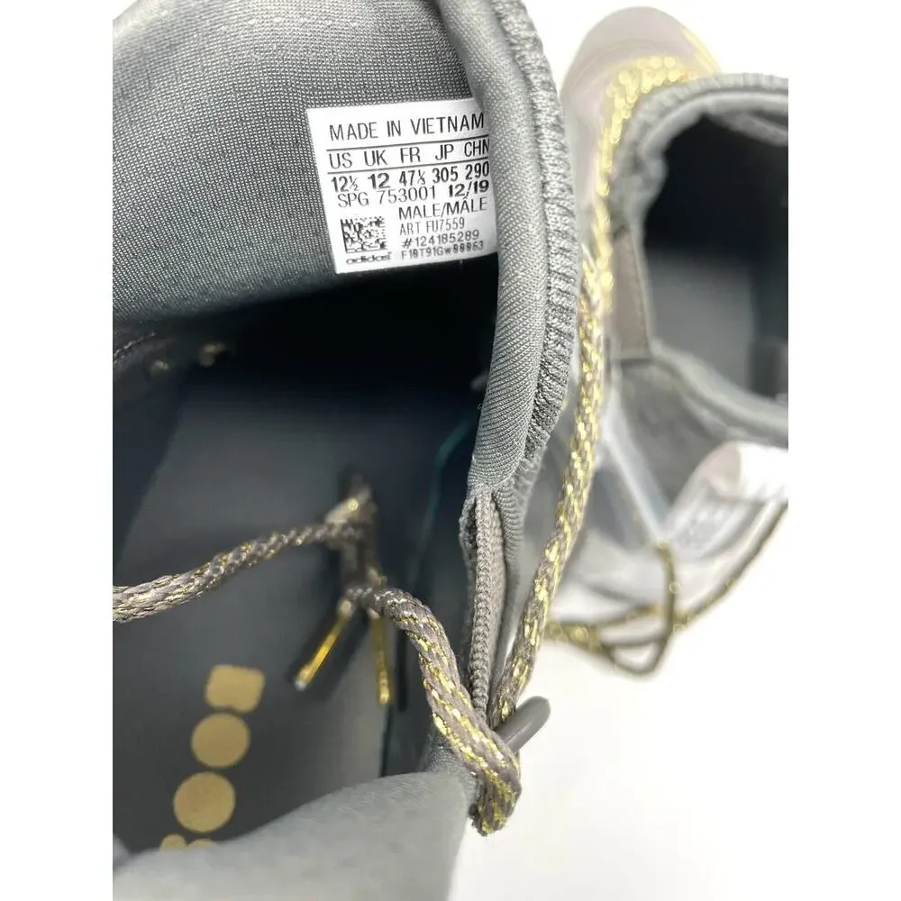 Adidas Icon V 5 Boost Baseball Cleats Size 12.5 FU7559 Gray Gold Extra Laces